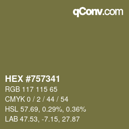 颜色代码: HEX #757341 | qconv.com