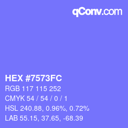 颜色代码: HEX #7573FC | qconv.com