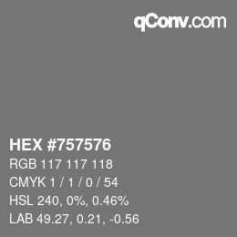 Color code: HEX #757576 | qconv.com