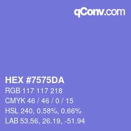 颜色代码: HEX #7575DA | qconv.com