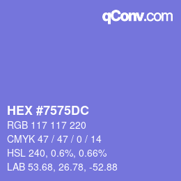 颜色代码: HEX #7575DC | qconv.com