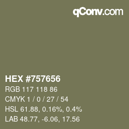Color code: HEX #757656 | qconv.com