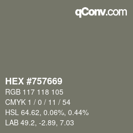 カラーコード: HEX #757669 | qconv.com