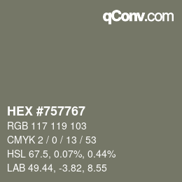 颜色代码: HEX #757767 | qconv.com