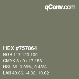 Color code: HEX #757864 | qconv.com
