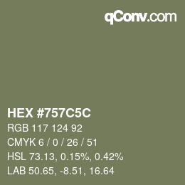 Color code: HEX #757C5C | qconv.com