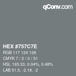 Color code: HEX #757C7E | qconv.com