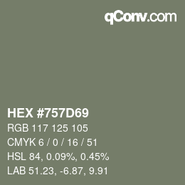 颜色代码: HEX #757D69 | qconv.com