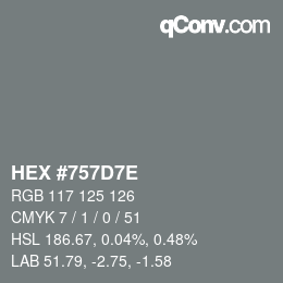 Color code: HEX #757D7E | qconv.com