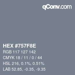 Color code: HEX #757F8E | qconv.com