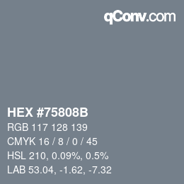 Color code: HEX #75808B | qconv.com