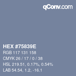 颜色代码: HEX #75839E | qconv.com