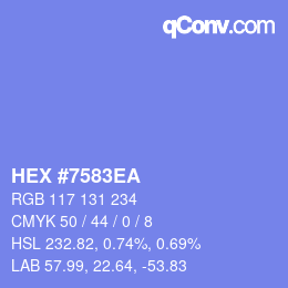 Color code: HEX #7583EA | qconv.com