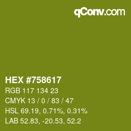 Color code: HEX #758617 | qconv.com