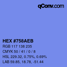 Color code: HEX #758AEB | qconv.com