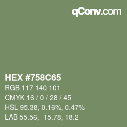 颜色代码: HEX #758C65 | qconv.com