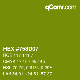 颜色代码: HEX #758D07 | qconv.com