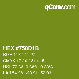 Color code: HEX #758D1B | qconv.com
