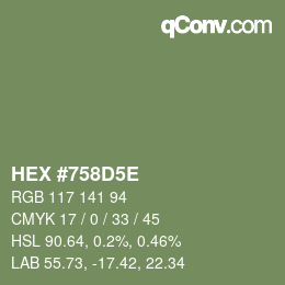 Color code: HEX #758D5E | qconv.com