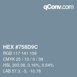 Color code: HEX #758D9C | qconv.com