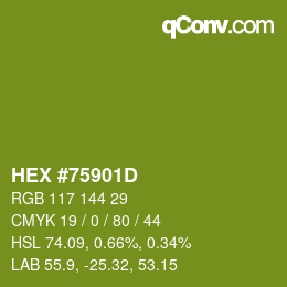 颜色代码: HEX #75901D | qconv.com