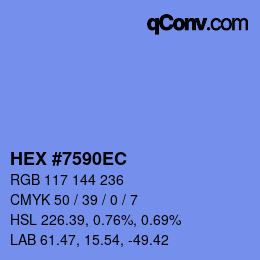 Farbcode: HEX #7590EC | qconv.com