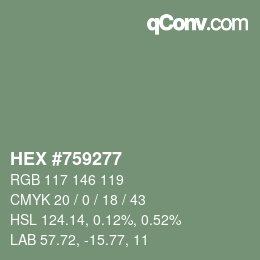 カラーコード: HEX #759277 | qconv.com