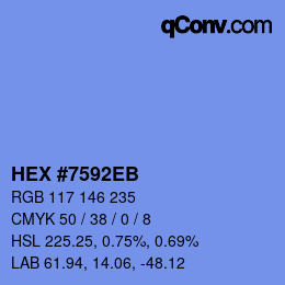 Color code: HEX #7592EB | qconv.com