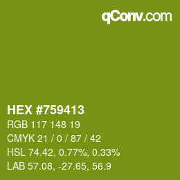 Color code: HEX #759413 | qconv.com