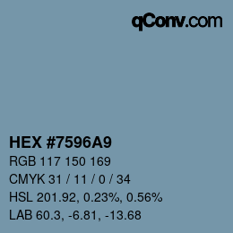 Color code: HEX #7596A9 | qconv.com