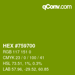 Color code: HEX #759700 | qconv.com