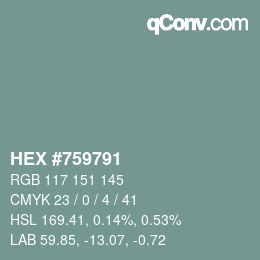 颜色代码: HEX #759791 | qconv.com