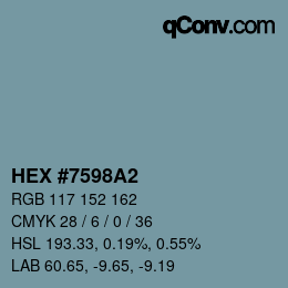 颜色代码: HEX #7598A2 | qconv.com