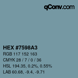 Farbcode: HEX #7598A3 | qconv.com