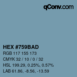 Color code: HEX #759BAD | qconv.com