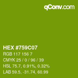 Color code: HEX #759C07 | qconv.com