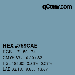 Color code: HEX #759CAE | qconv.com