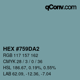 カラーコード: HEX #759DA2 | qconv.com