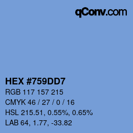 颜色代码: HEX #759DD7 | qconv.com