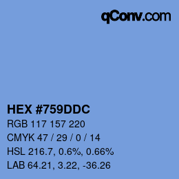 カラーコード: HEX #759DDC | qconv.com