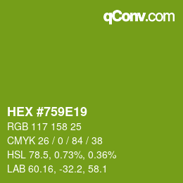 颜色代码: HEX #759E19 | qconv.com