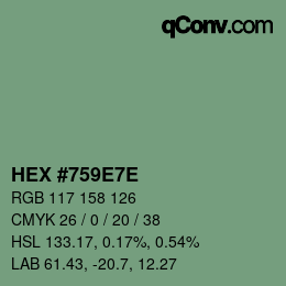 Color code: HEX #759E7E | qconv.com
