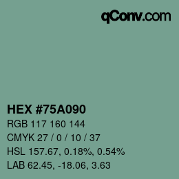 Color code: HEX #75A090 | qconv.com