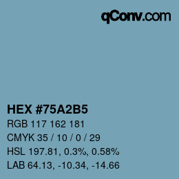 カラーコード: HEX #75A2B5 | qconv.com