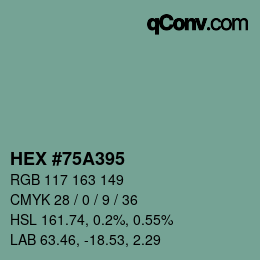 Color code: HEX #75A395 | qconv.com