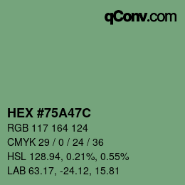 Farbcode: HEX #75A47C | qconv.com