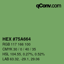 Farbcode: HEX #75A664 | qconv.com