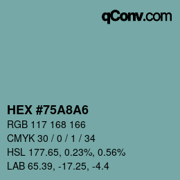 Color code: HEX #75A8A6 | qconv.com