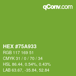 Color code: HEX #75A933 | qconv.com