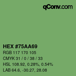 Color code: HEX #75AA69 | qconv.com